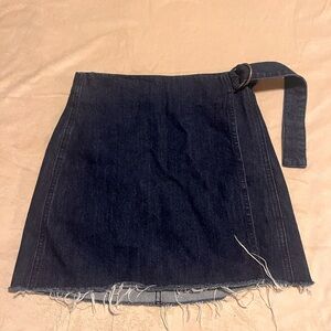 Madewell denim Wrap Skirt with Frayed Hem